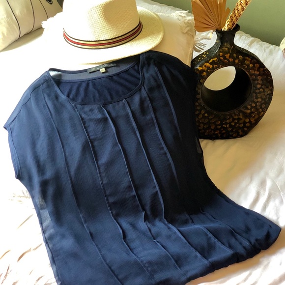 Rose & Olive Tops - Rose And Olive Navy Sheer Short Sleeve